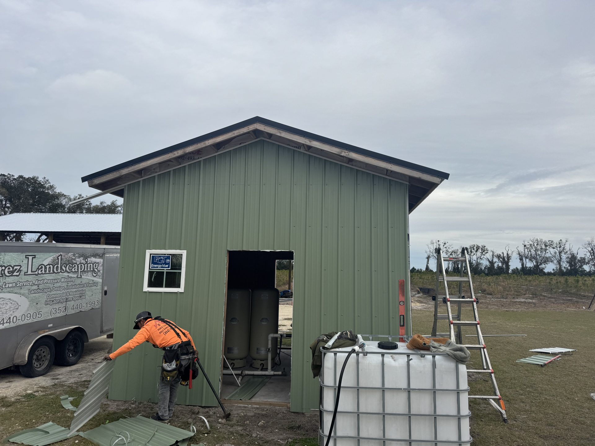 Custom pole barn structure on rural acreage