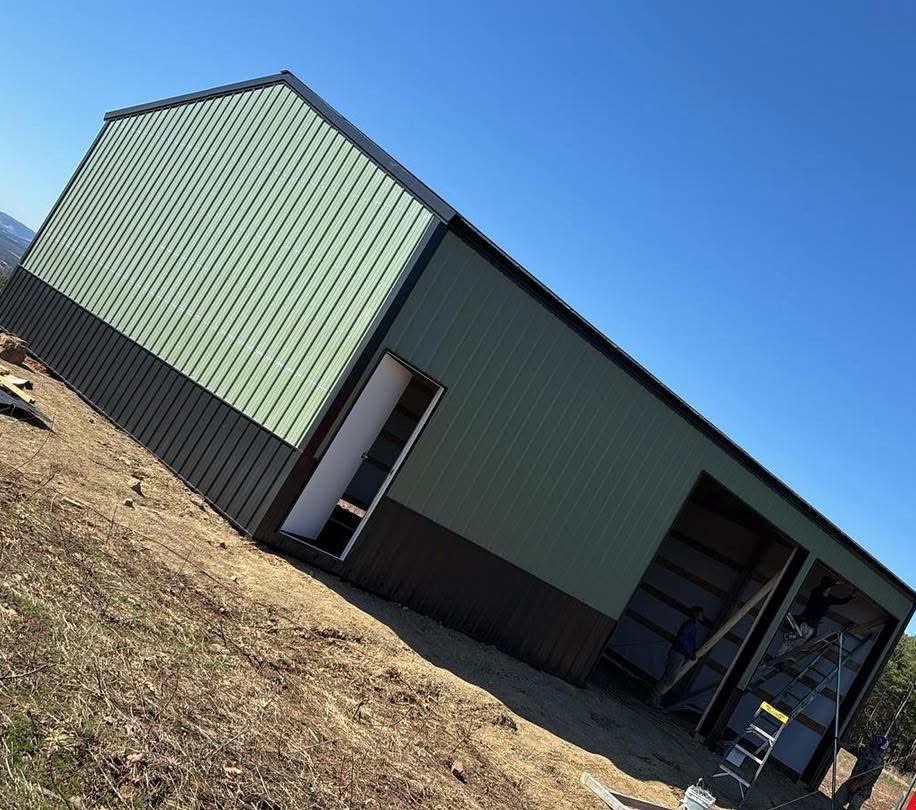 Completed pole barn on rural Florida acreage